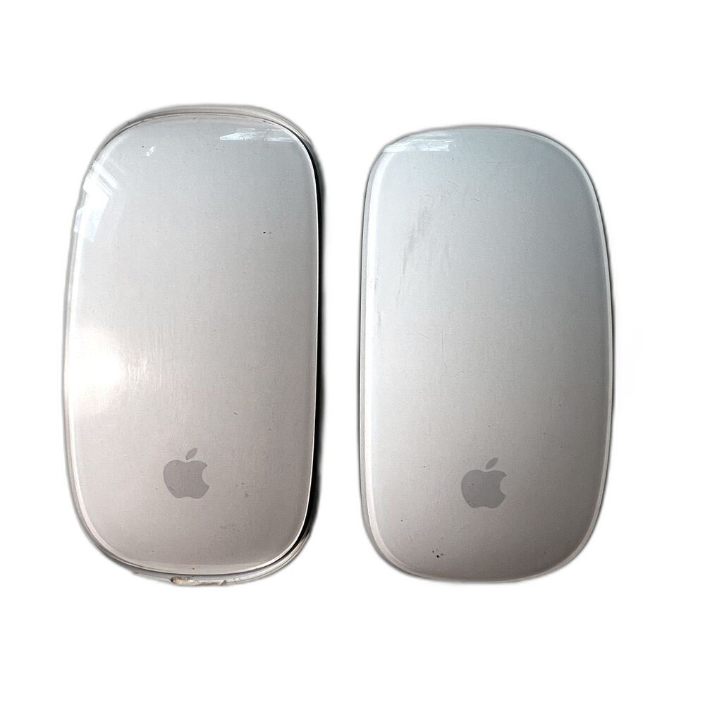 2 White iMac Apple Magic Mouse Mice A1657 & A1296 + Holder - for Parts